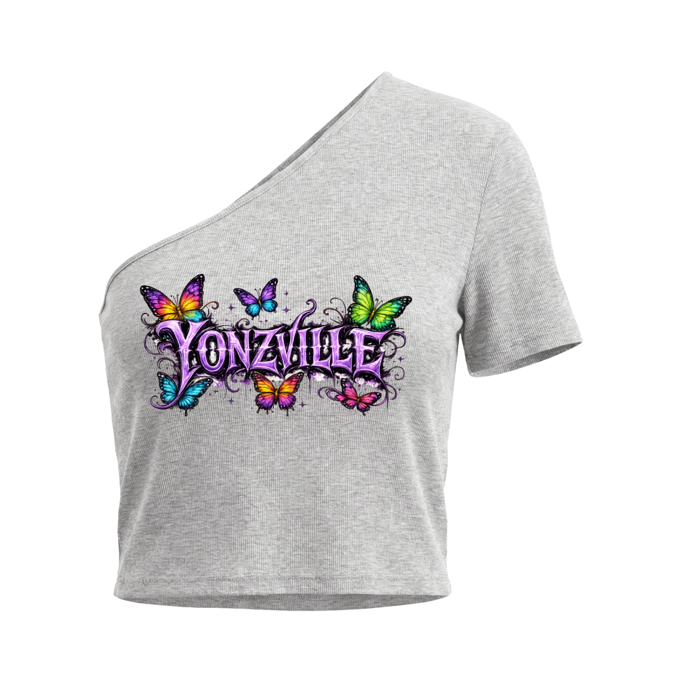 Yonzville's Women's One-Shoulder Crop T-Shirt