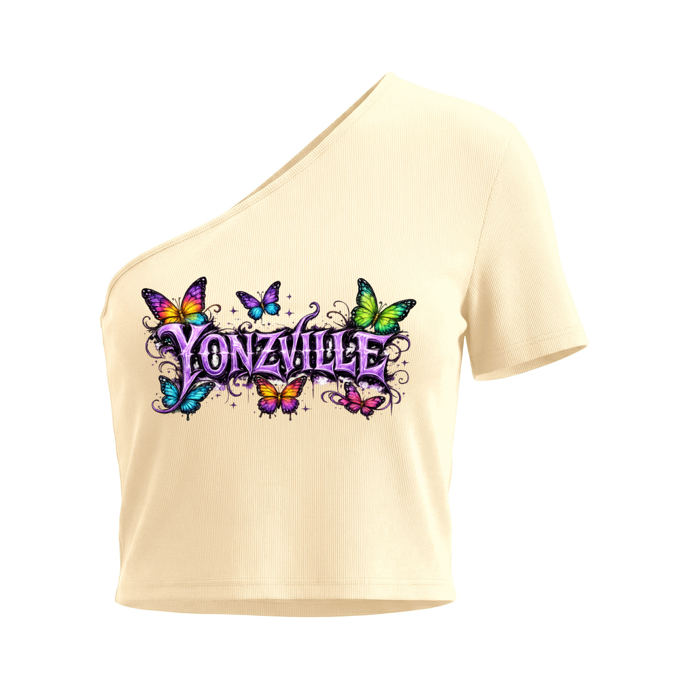 Yonzville's Women's One-Shoulder Crop T-Shirt