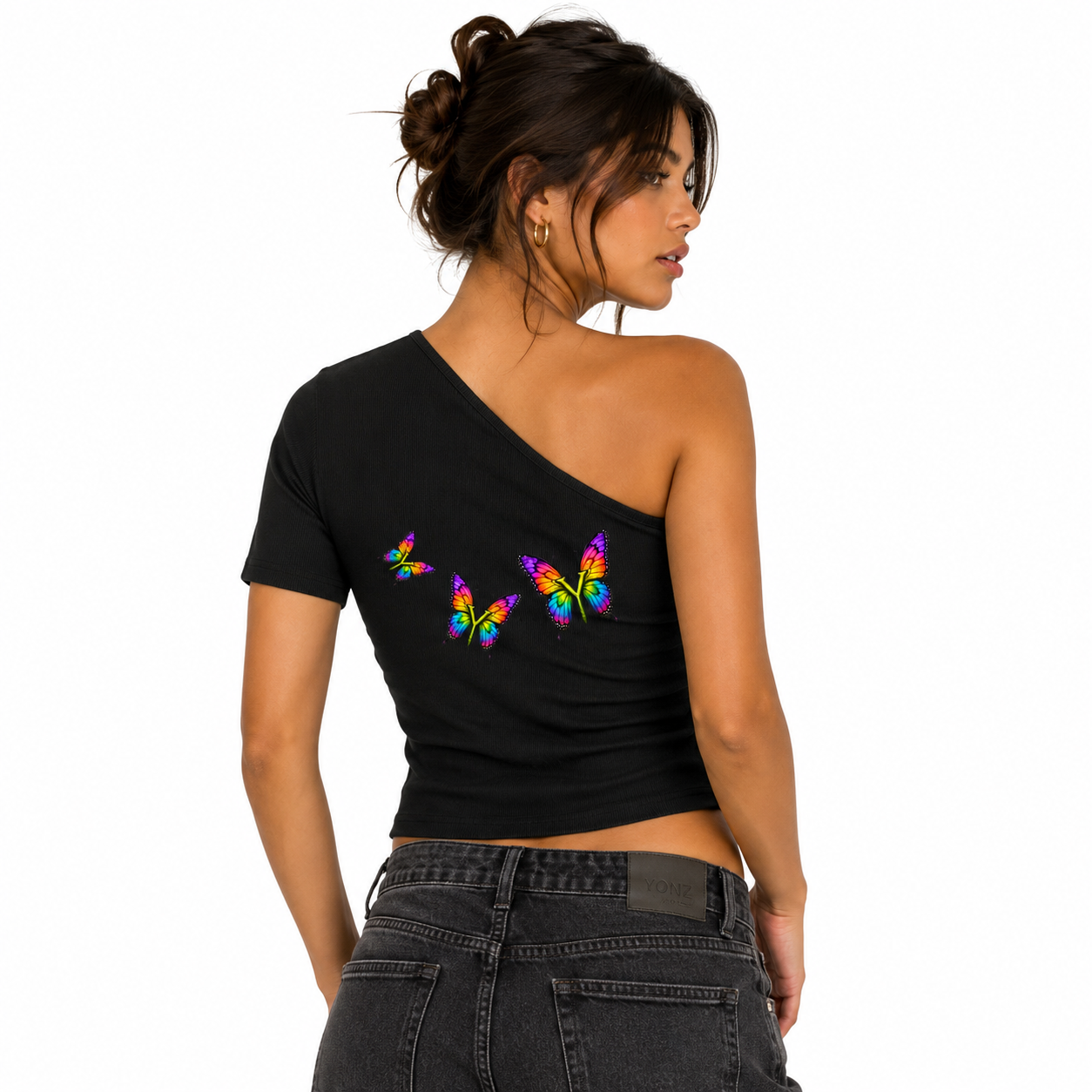 Yonzville's Women's One-Shoulder Crop T-Shirt