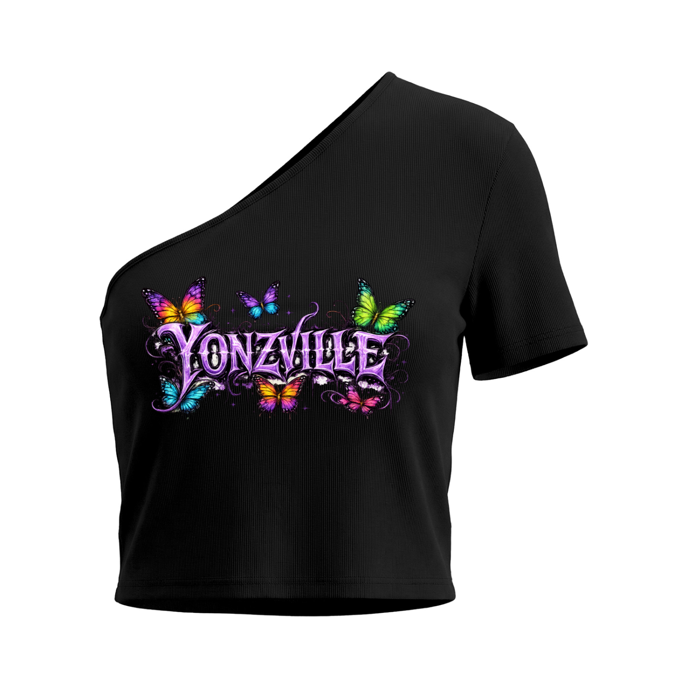 Yonzville's Women's One-Shoulder Crop T-Shirt