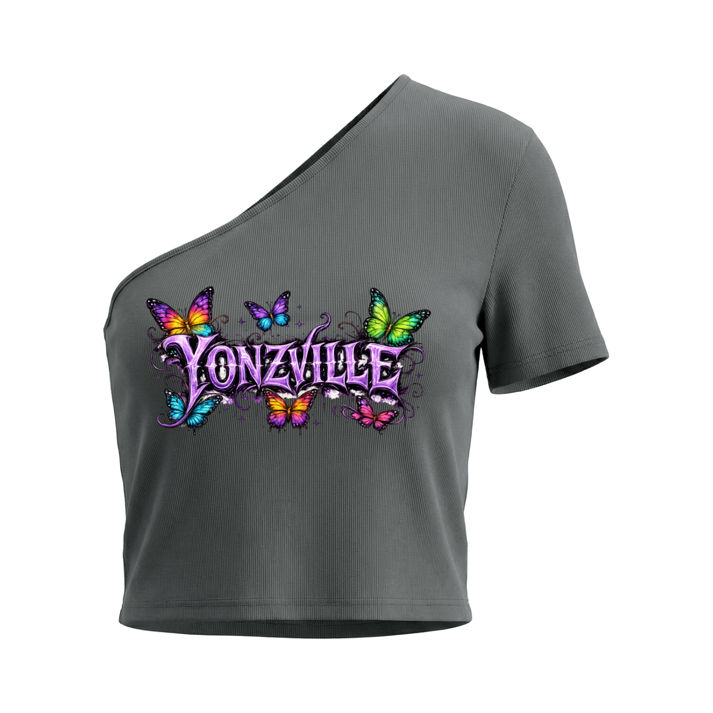 Yonzville's Women's One-Shoulder Crop T-Shirt