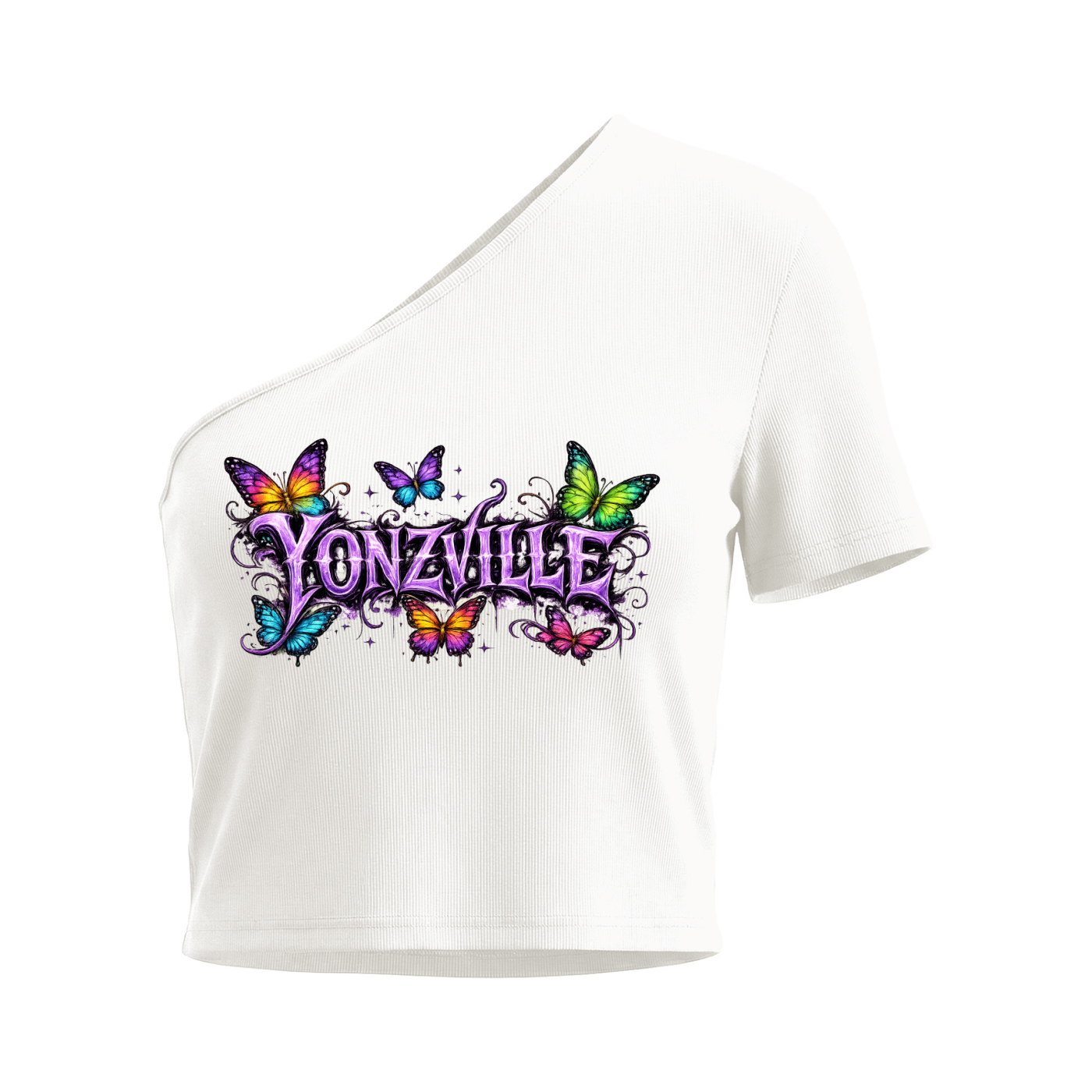 Yonzville's Women's One-Shoulder Crop T-Shirt
