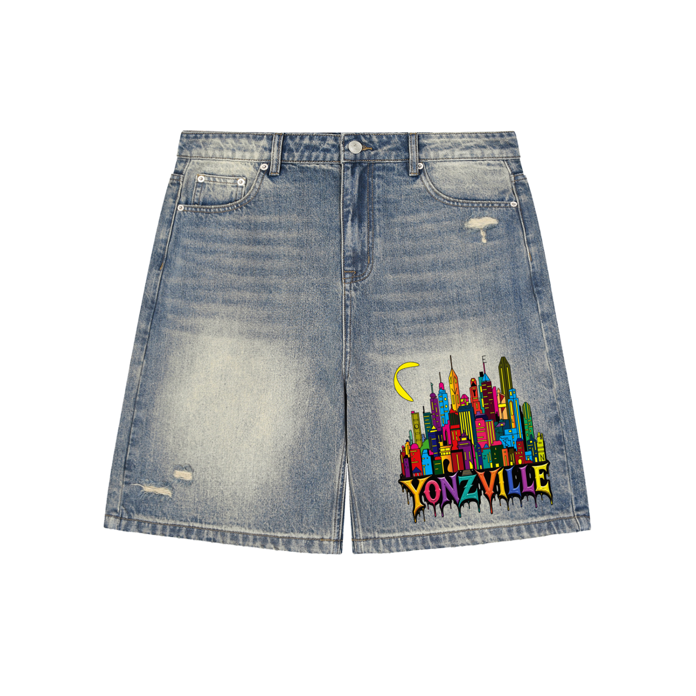 Yonzville's Faded Distressed Baggy Denim Shorts